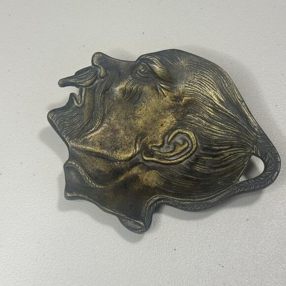 Vintage Brass Man Face Coin Tray Metalware Trinket Dish Pocket Emptier Figural - Picture 6 of 16